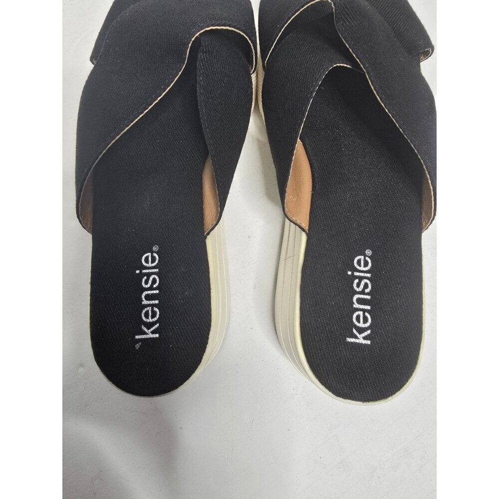 Kensie Rone Black Platform Sandals Slides - Picture 5 of 8